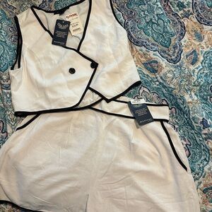 Montec White Crop Top with Black Trim